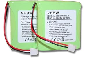 vhbw 2X NiMH Akku Set 600mAh (2.4V) kompatibel mit schnurlos Festnetz Telefon Medion Life S63006, S63008, S63022, Slim 500, X680 Ersatz für 5M702BMX, GP0827, GPHP70-R05