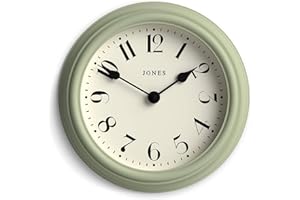 Jones Clocks® 'Frieze' wall clock | Small round contemporary classic clock | 23cm | Green | Ideal for the kitchen, living room, office or bedroom