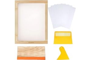 Yayatty 9 Stück Siebdruck Kit, Siebdruck Rahmen Set, Holz Siebdruckrahmen Anders Siebdruckrahmen mit Mesh, Tintenschaber und Abdeckband für Den Siebdruck