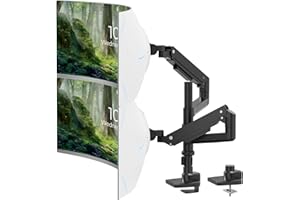 PUTORSEN Monitorhalterung 2 Monitore für 17 bis 49 Zoll Bildschirm, Gasfeder Dual Monitore Tischhalterung Höhenverstellbar Schwenkbar Monitor Halterung, Gewicht 2-20 kg pro Arm, VESA 75/100mm