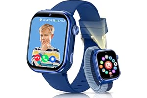 AIMIUVEI 4G Reloj Inteligente Niño, 1.83''HD Smartwatch Niños con GPS y Llamadas, Batería de 800 mAh, Videollamadas y Chat de Voz, WiFi/LBS/SOS/SMS, Modo Escuela, Podómetro, Despertador (Azul)