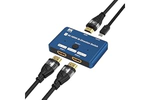 YIWENTEC HDMI 2.1 Ultra 8K HDR 10 dwukierunkowy przełącznik 8K@60Hz 4K@120Hz 1in 2out 2in 1out High Speed 48Gbps Splitter(Singal Display) Konwerter Kompatybilny z Xbox X PS5 Niebieski