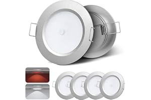 ‎CAMPERXLITE camperxlite 4er set LED Einbaustrahler 12V, Aluminium Deckenspots 76mm für Wohnmobil, Ultra Flach LED Spots Eingebauter Dimmschalter/Rot Licht, Einbauspots für Wohnwagen Camper Boot CRI93 5000K