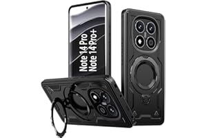 KANSi Funda para Xiaomi Redmi Note 14 Pro 5G/4G, Redmi Note 14 Pro+ (Plus), Poco X7 5G, Anti Golpes Carcasa Protectora Resistente con Anillo Soporte Giratorio - Capa Negro