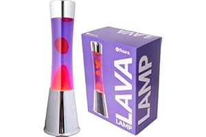FISURA. FISURA - Lampe à lave rouge et violette. Base chromée, liquide violet et lave rouge. Lampe d'ambiance originale. Avec ampoule de rechange. 11 cm x 11cm x 39,5 cm.