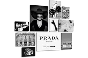 Giallobus - Ensemble de 10 peintures multi-panneaux - 5 - Fashion Prada Marfa - Bois MDF - | 2 x 42x29,7cm | 4 x 29,7x21cm | 4 x 21x14,85cm | - Prêt à accrocher - Tableaux