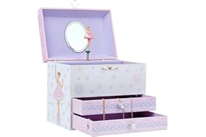 Jewelkeeper - Boîte à Bijoux Musicale, Ballerine Rose et Blanche, avec 2 Tiroirs de Rangement - Mélodie Le Lac des Cygnes