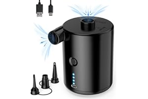 TECHSHARE Elektrische Luftpumpe, 4000mAh Akku Elektrische Pumpe mit 3 Düsen für Luftmatratze, Matratze, Pool, Planschbecken, Wiederaufladbare Elektrische Luftpumpe mit Schnellem Aufblasen/Entleeren