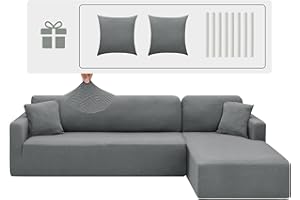 CHELZEN Elastyczny pokrowiec na sofę półwyspową w kształcie litery L, 2-częściowy pokrowiec na sofę narożną, pokrowiec na sofę na leżak z dwiema poszewkami na poduszki (3-osobowy + 4-osobowy,
