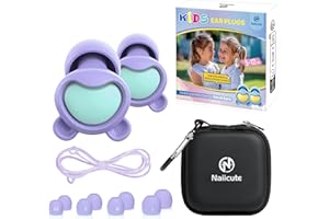 NAIICUTE Bouchon oreille Enfant (6 à 12 ans) – Bouchons d’oreille enfant Anti Bruit pour Concentration, l’école, la maison, lorsqu’ils jouent et l’anxiété, Embouts en XS/S/M/L, 26dB Kids Réduction du bruit