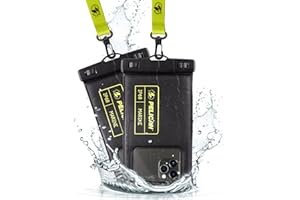 PELICAN CASE-MATE - Confezione da 2 custodie galleggianti impermeabili serie Marine (dimensioni regolari), compatibili con smartphone, nero/giallo ad alta visibilità