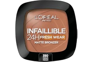 ‎L'OREAL PARIS L'Oréal Paris długo utrzymujący się i kryjący brąz, dla naturalnej i matowej opalenizny, Infaillible 24h Fresh Wear Soft Matte, kolor: 350 Medium, 1 sztuka