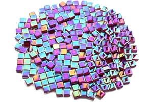 HHONGDU 1 Set Light Orange Rainbow Mosaic Tiles Square Glass for Crafts 1x1cm Tiles Suitable for Mosaic Art Projects Ideal Small for Handmade Colored Glass Products (Purple)