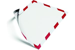 Durable 4944132 Marco informativo Duraframe Security (A4, autoadhesivo con cierre magnético) 2 pcs, rojo/blanco