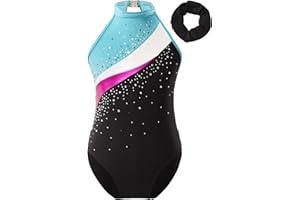 TTAO Gymnastikanzug Kinder Mädchen Ärmellos Turnanzug Trikotanzug Tanz Gymnastik Training Dancewear Gymnastikbody mit Haarband und Shorts