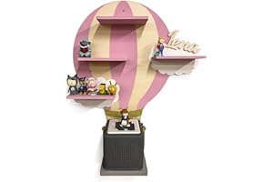 DRYSSON DIY Hot Balloon Shelf with Desired Name Suitable for TonieBox and Tonie Box Figures Balloon Children's Room Toniebox Shelf Boys Girls Wall Shelf Tonibox