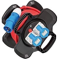 Brennenstuhl CEE-Kabeltrommel X-Gum / Camping-Kabeltrommel mit 12m Kabel in rot (Caravan-Kabeltrommel mit 2 CEE…