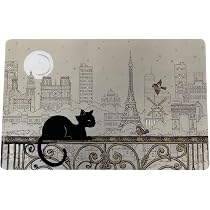 4 Sets De Table Paris Tour Eiffel Avec Chats - Design Artistique Français - Décoration Table Thématique