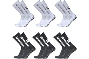 Yeria 6 Paare Grip Socken Fussball, Anti-Rutsch Football Socks Männer, 39-46 Grip Socks Fussball für Fussball Basketball Laufen Radfahren Marathon