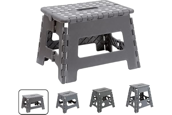 ARREGUI TB-022-G liten hopfällbar pall | Vikbar pall för barn och vuxna | Bärbar och hopfällbar pall | 150 kg lastkapacitet | Pall för kök, badrum, camping, trädgård