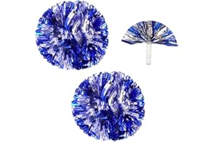 YUE QIN 2 Piezas Pompones de Porristas de Lámina Metálica, Pompones de Porristas de Colores Mezclados Adecuados para Eventos Deportivos, Juegos de Pelota de Porristas, Bailes