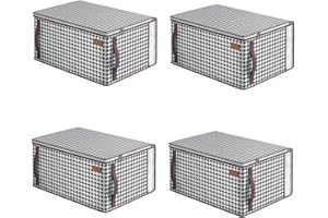 EIMZU 4 Stück Große Aufbewahrungstasche mit Deckel, Aufbewahrungsbehälter zum Organisieren von Schlafzimmer, Aufbewahrungsbehälter zum Organisieren von Schlafzimmer (65 * 50 * 30cm)