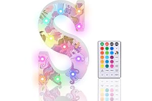 HIYAA Buchstaben Lichter, LED Alphabet Lampe 18 Color Changing LED Buchstabe Licht Beleuchtete Buchstaben Nachtlichter mit Fernbedienung für Mädchen Geschenke Geburtstag Bar Hochzeit Party Weihnachten - S