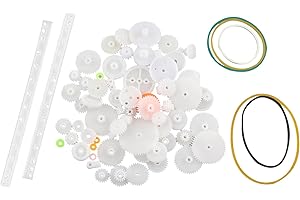 HALJIA 75 Stück von Kunststoff Getriebe Zahnrad Schneckengetriebe Zahnstange Set Plastic Gears Toy für DIY Modelle/Roboter/Getriebe