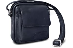 ROYALZ 'Austin' Pequeño Bolso Mensajero para Hombre Bolsa de Hombro Masculinode Cuero Auténtica Mini Bandolera de Piel
