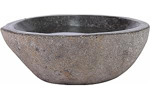 Divero Vogelbad aus Natur-Stein – grau – 23,5 x 9 cm – innen poliert, außen naturbelassen