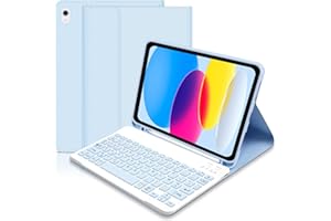 HOFSOS Coque Clavier pour iPad 10/11Ème Generation (10.9 Pouces 2022/11 Pouces 2025 A16), AZERTY Français Étui Clavier Magnétique Bluetooth sans Fil Etui Housse avec Pen Holder pour iPad 10eme/11eme, Bleu