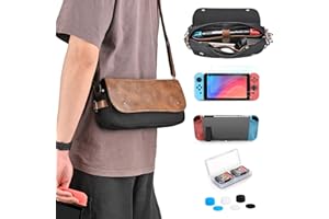 YK YOUNIK Switch Case for Nintendo Switch, 14-in-1 Accessories Kit with Carrying Case, Screen Protector, Cover, Game Card Case and Strap
