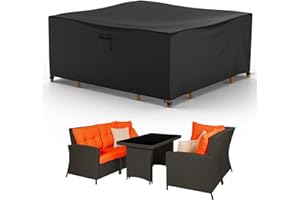 Armorget Garden Furniture Covers 150x150x75 cm, 600D Heavy Duty, Garden Furniture Covers Waterproof , Tear-resistant, Windproof, Anti-UV, Outdoor Table Cover with Air Vent, Buckles, Drawstring