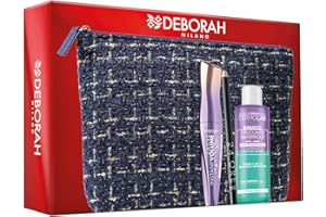 Deborah Milano - Set Regalo Donna Pochette, Include Mascara Instant Up to the Stars, Matita Occhi 24 Ore 251 Black e Struccante Occhi Bifasico Dermolab 50ml
