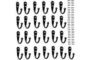 TRANSINO Ganchos de Pared 20 Pzs Colgador Perchero de Pared Metalicos Vintage con Tornillos para Colgar Ropa/Abrigo/Bufanda/Bolsa/Toalla/Llave/Sombrero Negro
