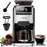 Aigostar Drip Coffee Maker with Built-in Grinder, 7 Grind Settings | 1.5L (2-12 Cups), 1400W Coffee Machine, 3 Concentrations