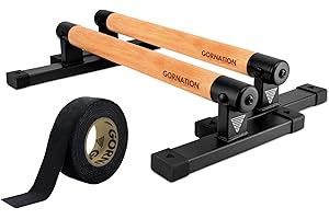 GORNATION Parallettes, Calisthenics Push-Up Bars for Handstands & Strength Training, Parallel Bars for Home & Outdoor Training, Fitness Equipment with Secure Grip, Non-Slip Feet, Wooden Handles
