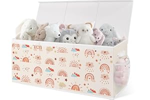 omedecal Cesta Porta Giochi Bambini Contenitori, Pieghevole, 124 L, Grande Oxford Contenitore Cesto Scatola Porta Giochi Baule Portagiochi Bambini Bambino, 96x32x40cm - Arcobaleno