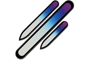 Nail Files - Mont Bleu Gift Set of 3 Crystal Nail Files in Pouch - Rainbow Colors - Genuine Czech Tempered Glass - Gifts for her - Best Glass Nail Files Kit for Natural Nails