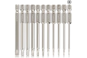 Torx Bit Set Hakkin 11Pcs Torx Screwdriver Sets 75mm Tamper Proof Torx Security Bit Set S2 Steel Magnetic Star Bits Set 1/4" Hex Shank for Impact Drill T6 T7 T8 T9 T10 T15 T20 T25 T27 T30 T40