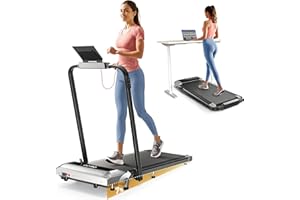 TOPUTURE 3 in 1 Folding Treadmill, Walking Pad with 7% Incline, 2.5HP Electric Treadmill for Home Under the Desk, Magnetic Remote Control, 12 km/h, 40x100cm, 12 Modes, App, LED Display