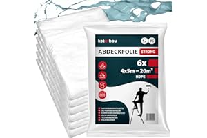 KOTARBAU® Set di 6 Telo Copritutto Per Imbianchino - Polietilene - 4 x 5 m - Trasparente - Telo Plastica Trasparente Spesso - Teli Plastica Per Imbiancare - Teli Pittura