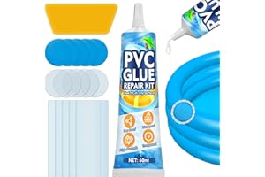 AAROVIBE Hot Tub Repair Kit, Waterproof Pool Repair Kit for Inflatables, Air Mattress, Hot Tubs, Air Bed, PVC Boat, Swimming Pool, Tent, Transparent, Flexible & Quick-Drying, PVC Glue (60ml)