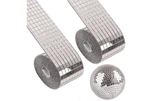 HOPTON 3200 Stück Spiegel Mosaik, Selbstklebend Discokugel Klebestreifen, Mini Glas Discokugel Aufkleber, Quadratische Steine für DIY-Bastelprojekte Zubehör Vasen-Deko (Silber)