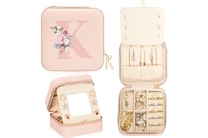 Enthralite Travel Jewellery Box for Girls: Traveling Jewellery Case Gift for Women - Mini Organiser for Necklaces Earrings Pink K