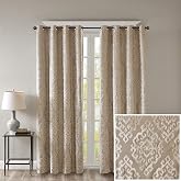 SUN SMART Mirage%100 Toplam Karartma Tek Pencere Perdesi, &Ouml;rme Jakarlı Damask Oda Karartma Perde Paneli Halkalı &Uuml;st 127 x 274