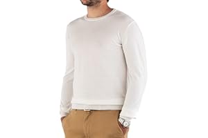 Cashmere Zone Maglione Uomo Girocollo in Puro Cotone 100% Pullover a Manica Lunga Soffice e Morbido