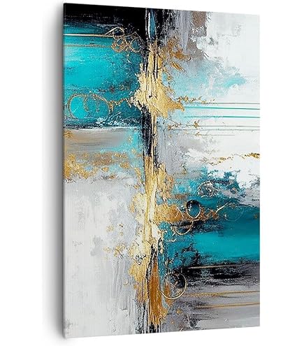 Grand Tableau Abstrait Géométrique Moderne Vertical - Toile Sans Cadre 72x95 Cm, Déco Murale Élégante Pour Salon, Chambre Ou Entrée