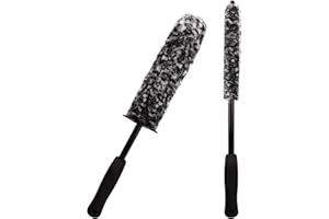 TSLBW 2 pezzi Spazzola per ruote e pneumatici Manico lungo Spazzola Cerchioni Ruote di spazzole per ruote in microfibra Kit di Spazzola Lava Cerchi Auto di diverse dimensioni Spazzola pieghevole per ruote