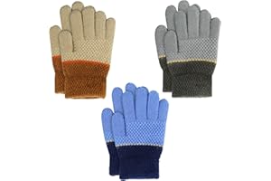 TAGVO Guantes de punto para niños pequeños, resistentes al viento, gruesos, térmicos, para niñas, niños, guantes elásticos para niños, 3 pares para exteriores (3 a 5 años)